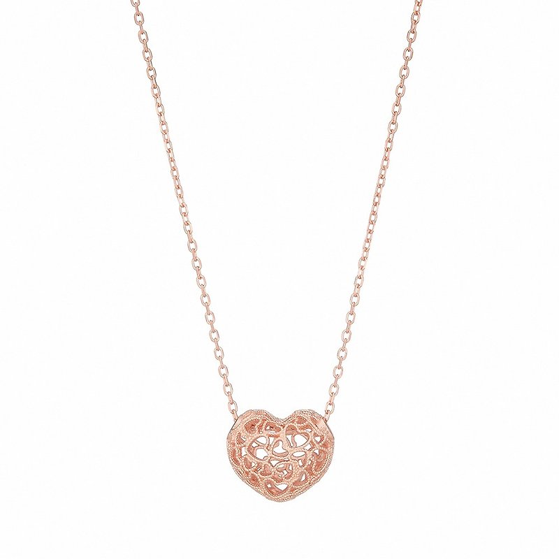 LUCIANO MILANO Heart Intertwined Sterling Silver Necklace - สร้อยคอ - โลหะ สึชมพู