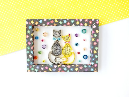 阿部吉手作趣 Colorful-Life 手作捲紙裝飾相框-幸福派對 貓咪系列擺飾