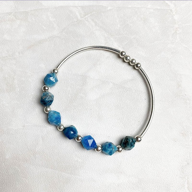 | Bend series | diamond-shaped blue Stone(S925 Silver Bracelet x x x handmade custom.) - Bracelets - Gemstone Blue