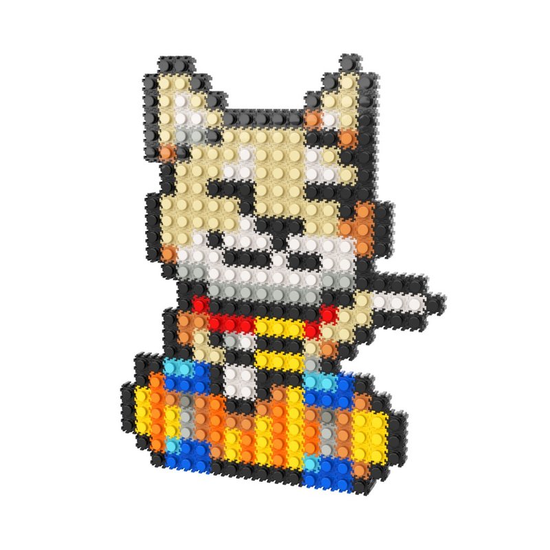 Pizel Japanese Beckoning Shiba Inu Dog - Skating Pixel Art Z Puzzle - Stuffed Dolls & Figurines - Cotton & Hemp Multicolor