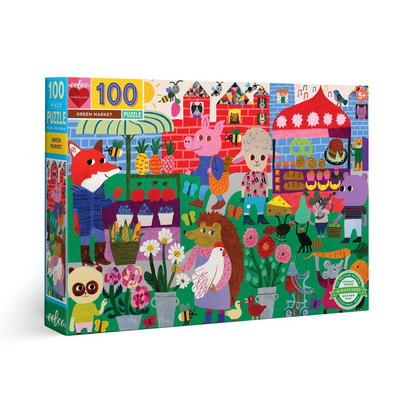 eeBoo 100片拼圖 - 蔬果市場 Green Market 100 Piece Puzzle - 拼圖 - 紙 綠色