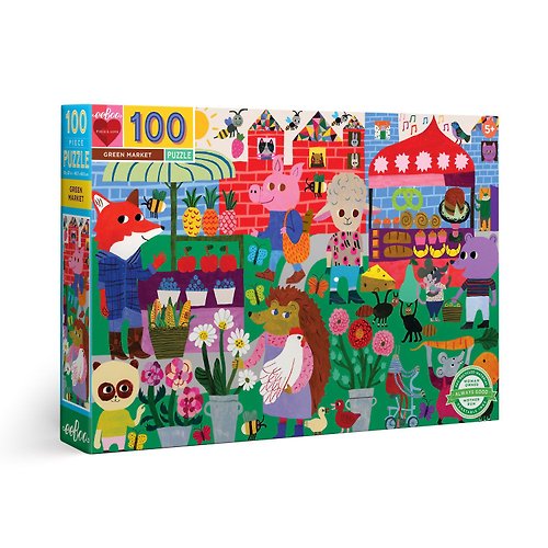 eeBoo 台灣總代理 eeBoo 100片拼圖 - 蔬果市場 Green Market 100 Piece Puzzle