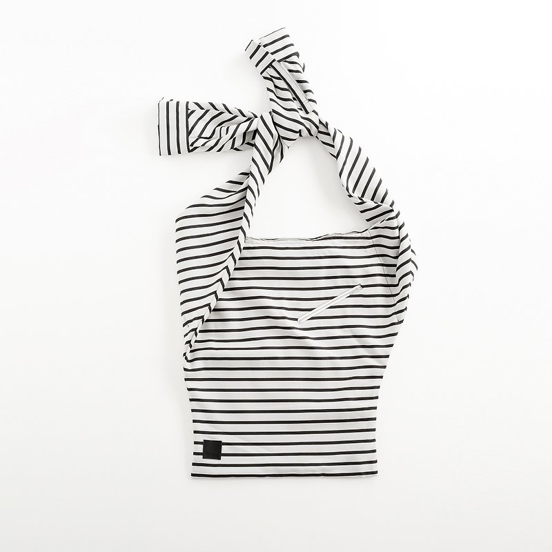 Striped Tote Bag (Also White Color) - กระเป๋าแมสเซนเจอร์ - เส้นใยสังเคราะห์ ขาว
