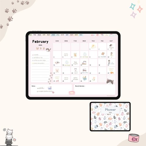 thedaisysunshine 2024 Digital Planner | Goodnotes | Kawaii Planner | iPad Planner | Cute Kitty