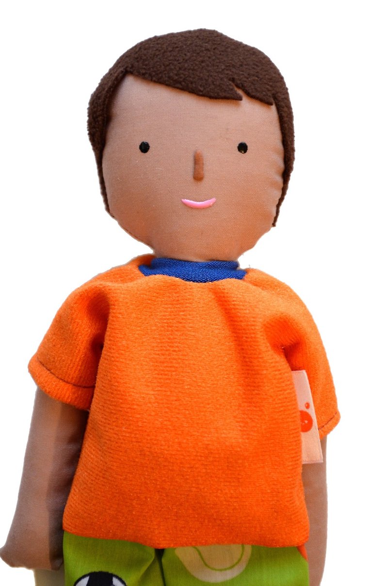 Boy doll / Rag doll of a boy / Handmade / Tan skin doll - 布娃娃 - Stuffed Dolls & Figurines - Other Materials Multicolor