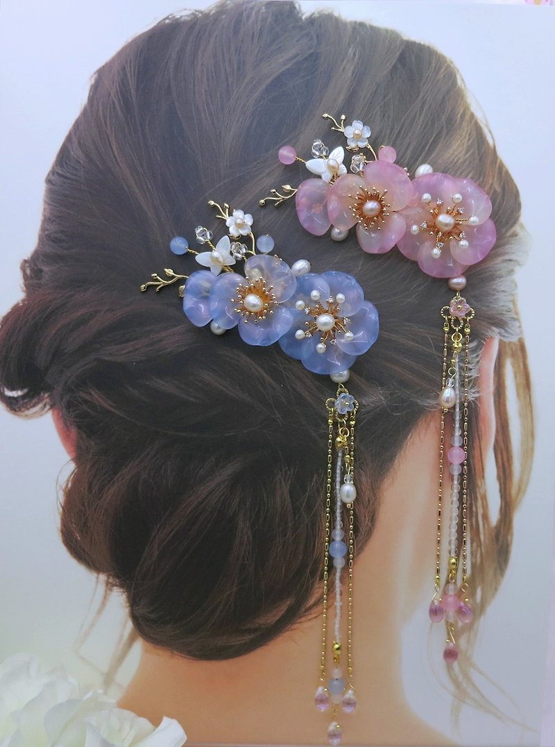 Lemon hand-made hair accessories Chidan flower hairpin/hairpin/hairbrush (two co - Hair Accessories - Colored Glass 