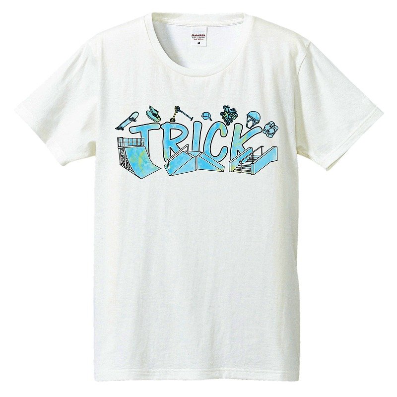 Tシャツ / trick - 男 T 恤 - 棉．麻 白色