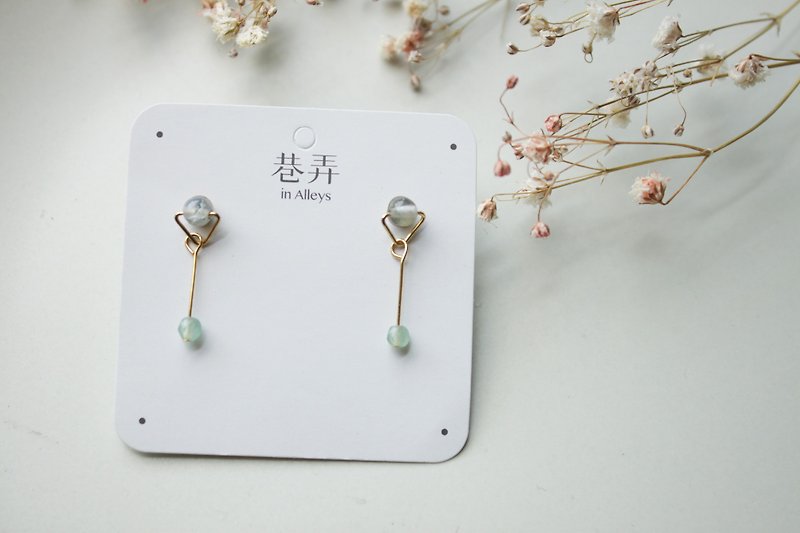 │ 淞 │ Earrings - Aquatic Agate - Earrings & Clip-ons - Other Metals Green