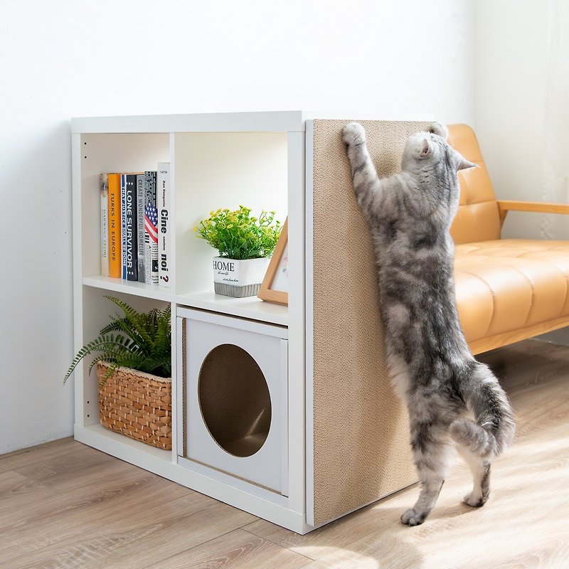 【安閣家】大大貓抓板(可黏式) - 清新白 / 可配合IKEA KALLAX - 貓跳台/貓抓板 - 紙 白色