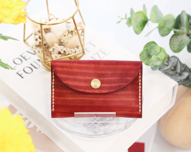 Jinai Leather Coin Purse Business Card Holder/Customized Gift/Free Lettering - กระเป๋าใส่เหรียญ - หนังแท้ สีนำ้ตาล