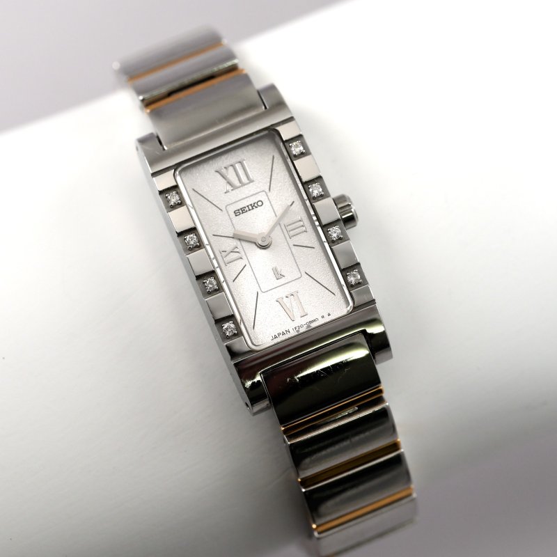 SEIKO Lukia women 16mm Tank Shape watch Silver Tone Dial quartz Ref.1F20-0BA0 - นาฬิกาผู้หญิง - สแตนเลส สีเงิน