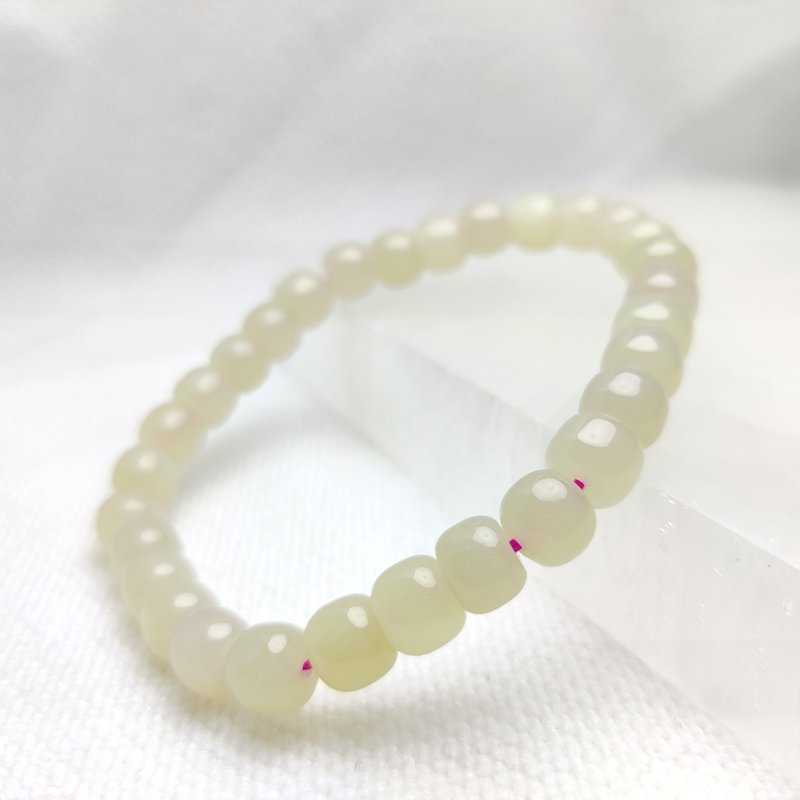 【Custom Order】Lotus Pink Hetian Jade from China, 6-8mm Nephrite Natural Crystal, Aged Beads - สร้อยข้อมือ - หยก 