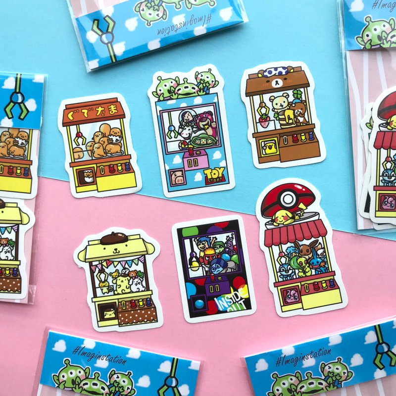 夾公仔機 I 貼紙包 I - 貼紙 - 塑膠 粉紅色