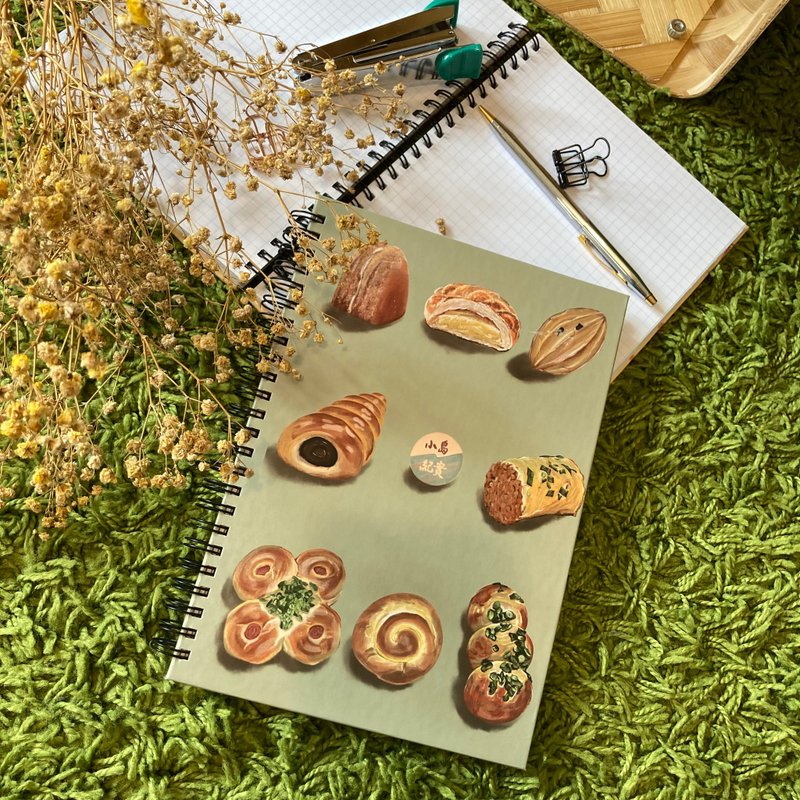 [Quick Shipping] Desktop Bread Illustration Hardcover Handbook No Calendar Internal Pages with Grid Lines Exchange Gift - Notebooks & Journals - Paper 