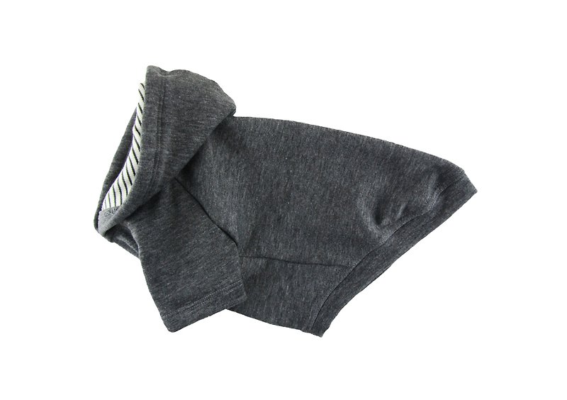 Super Soft Simple Dark Charcoal Fleece Hooded Sweatshirt,Dog Apparel - ชุดสัตว์เลี้ยง - วัสดุอื่นๆ สีเทา