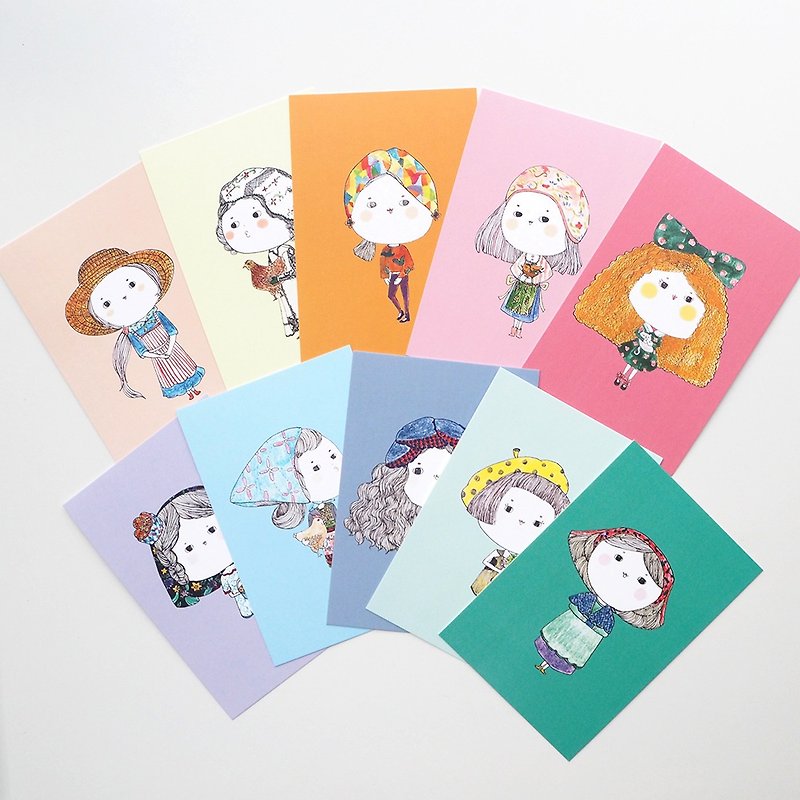 Postcards/With me by your side/Like you, like me and her/Miss Baozi, a full set of 10 postcards - Cards & Postcards - Paper Multicolor