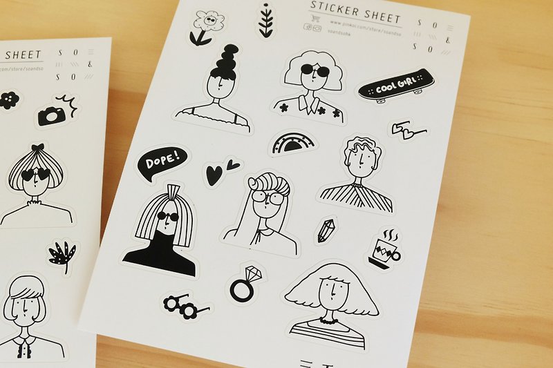 Three Thousand Roots Series / Black and White Stickers - Stickers - Paper Black