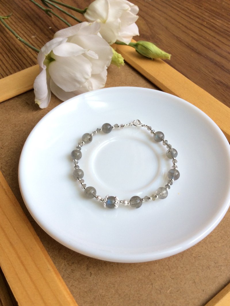 Ops Labradorite Postive Gemstone Silver  bracelet - Bracelets - Gemstone Gray
