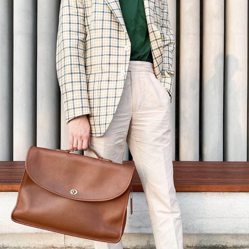 中古Coach│啡色公事包│手提包│醫生包│男友禮物│Briefcase - 公事包 - 真皮 咖啡色