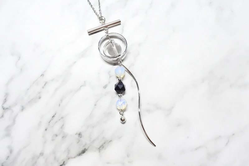 Pinkoi exclusively sells [Whispers of the Universe] natural stone necklace - Necklaces - Stainless Steel Silver