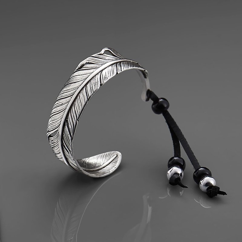 Glass feather bracelet - Bracelets - Other Metals Silver