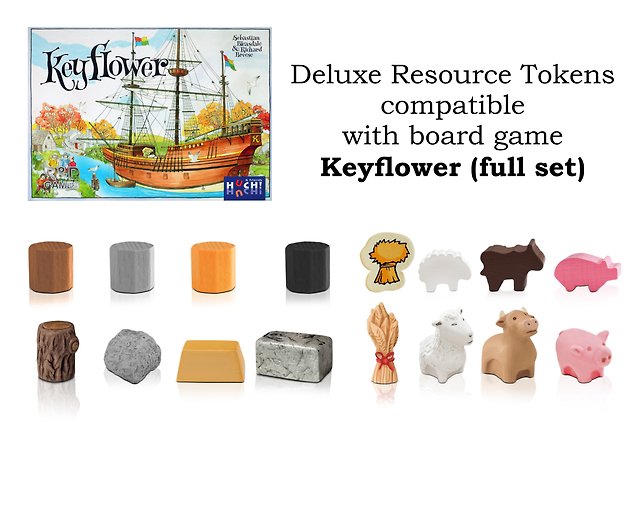 Top Shelf Gamer | Keyflower™ compatible Deluxe Token Bundle (2 player set)  (set of 60)