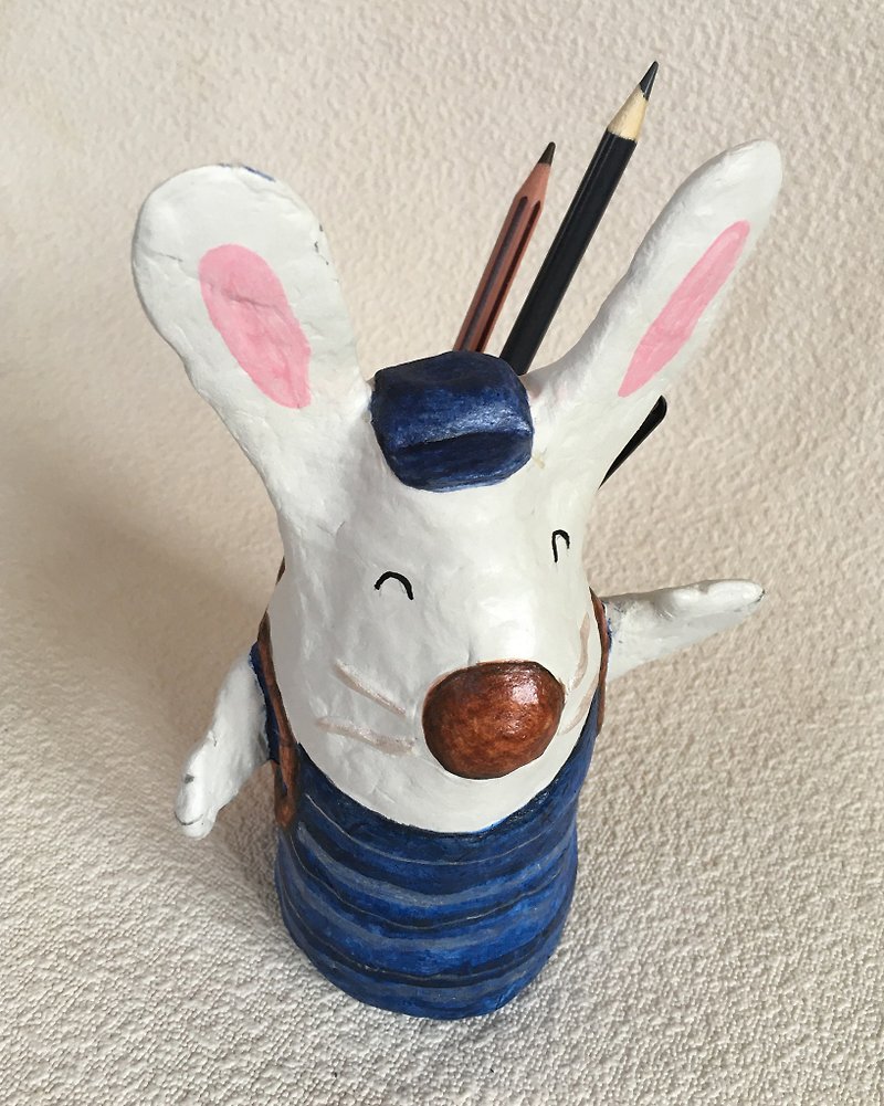 Handcraft doll for pencil and pen / Mr. rabbit - Items for Display - Eco-Friendly Materials Blue