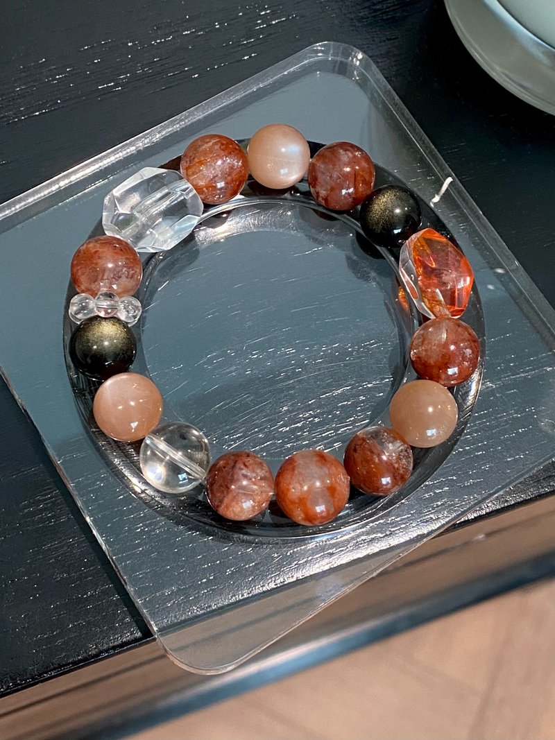 Phoenix熔金落日 火鳳凰水晶 橙月光 金曜石 膠花水晶 白水晶茶晶 - 手鍊/手環 - 水晶 