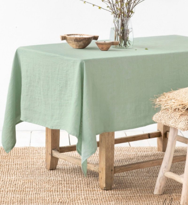 Green cotton Linen tablecloth table mat table mat - โต๊ะอาหาร - ผ้าฝ้าย/ผ้าลินิน 