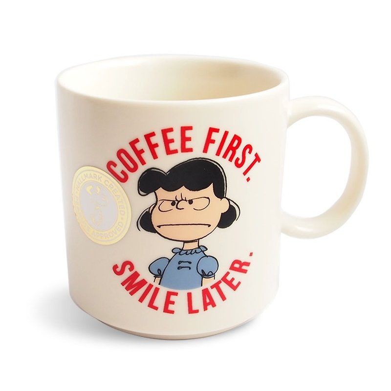 スヌーピールーシーマグカップが絶望するコーヒーを飲む[Hallmark-PeanutsSnoopy] - マグカップ - 磁器 多色