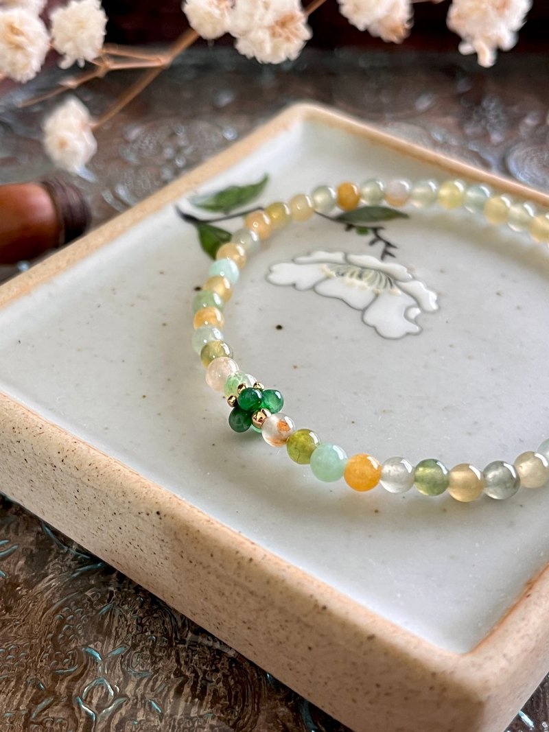 三分桂花七分茶-翡翠設計手串 - 手鍊/手環 - 玉石 綠色