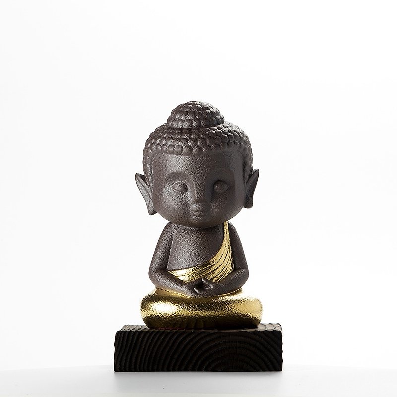 Buddha-sculpture - The little Dhyana Bodhisattva-gold edition - ตุ๊กตา - ดินเผา สีทอง