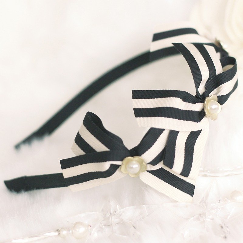 Cruise Style Stripe Ribbon Headband - Hair Accessories - Other Materials Black