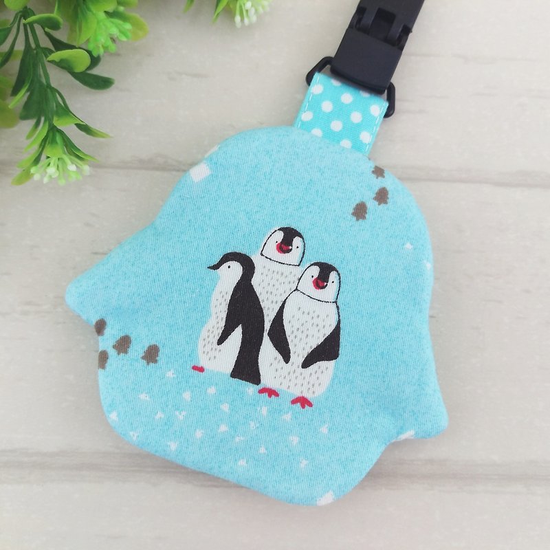 Penguin family. Penguin shape peace bag (can be increased by 40 embroidery name) - Omamori - Cotton & Hemp Blue