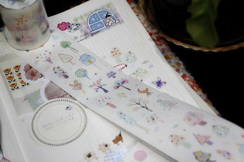 樹裡 子どもの手描き風 手帳デコ PET 和紙膠帶 (kiss-cut) - 膠紙/膠帶/紙膠帶 - 其他材質 多色