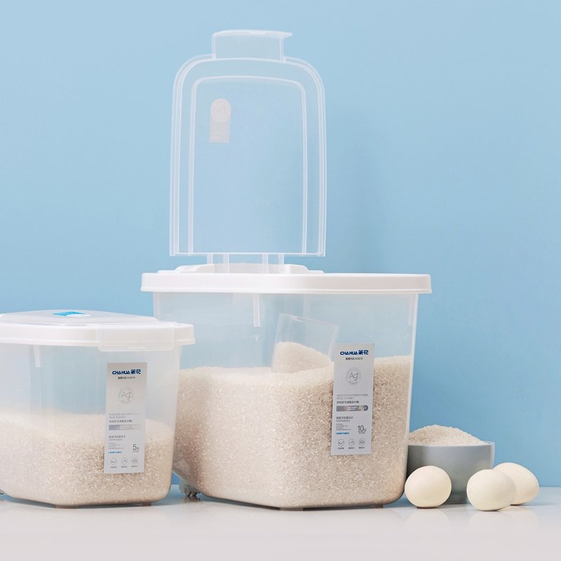 茶花CHAHUA Ag+銀離子抗菌掀蓋式儲米箱(附量米杯)-10kg - 居家收納/收納盒/儲物盒 - 塑膠 透明