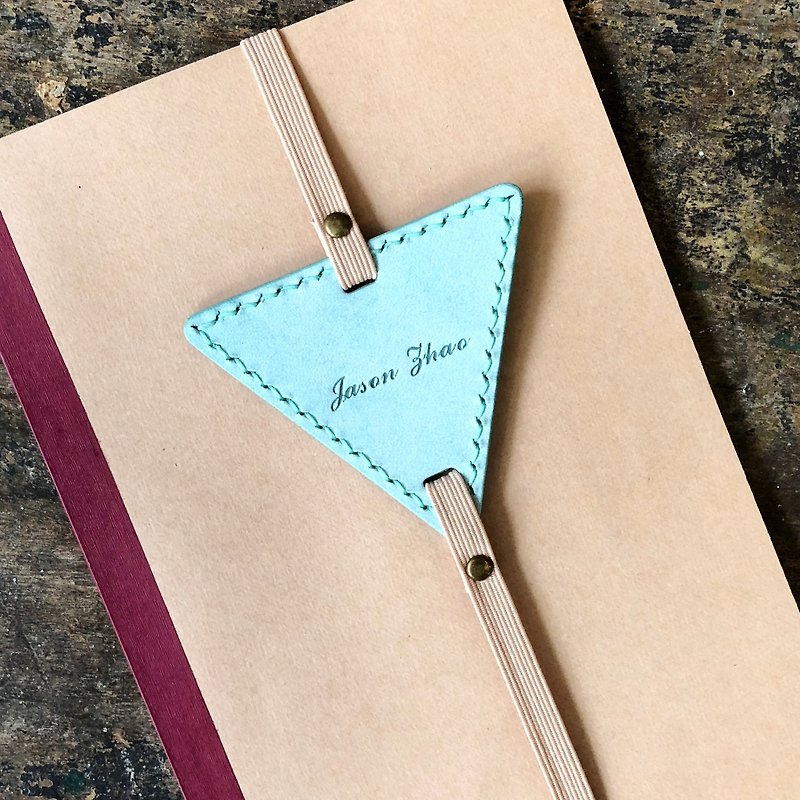 Finished product manufacturing-Triangular bookmark original handmade leather bookmark Wenqing vegetable tanned leather Italian leather - Bookmarks - Genuine Leather Green