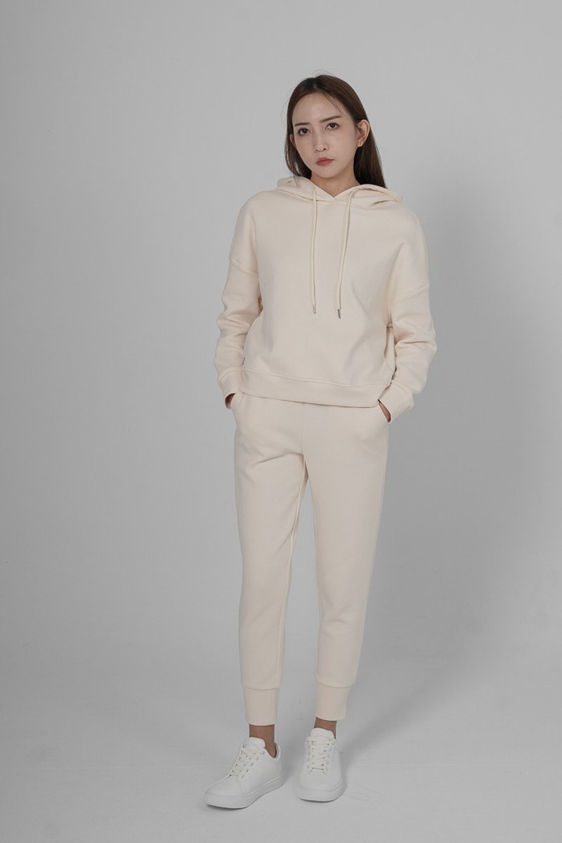 Scuba Cotton Sweat Pants - Cream | 太空棉縮口運動長褲 - 奶白 - 女長褲 - 棉．麻 白色