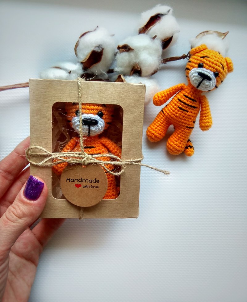 Small toy tiger 3.5 inches, symbol of the year 2022, stuffed toy tiger - 寶寶/兒童玩具/玩偶 - 棉．麻 橘色