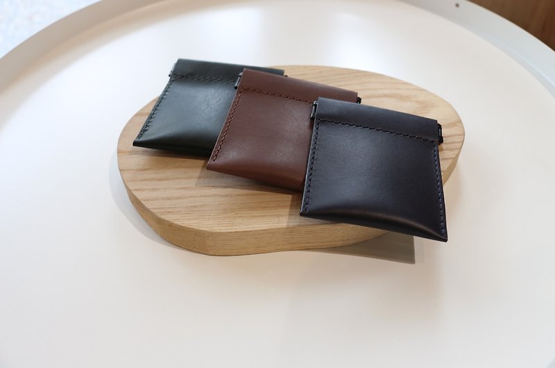 Vegetable tanned leather clip coin purse - กระเป๋าใส่เหรียญ - หนังแท้ 