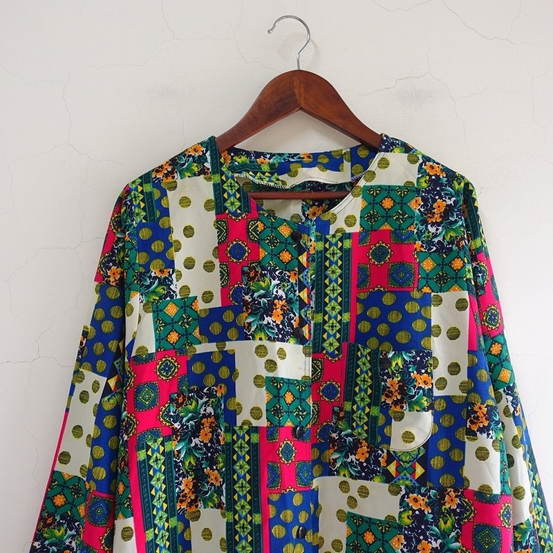 Slowly vintage/Vintage/colorful/vintage tops - Women's Tops - Polyester Multicolor