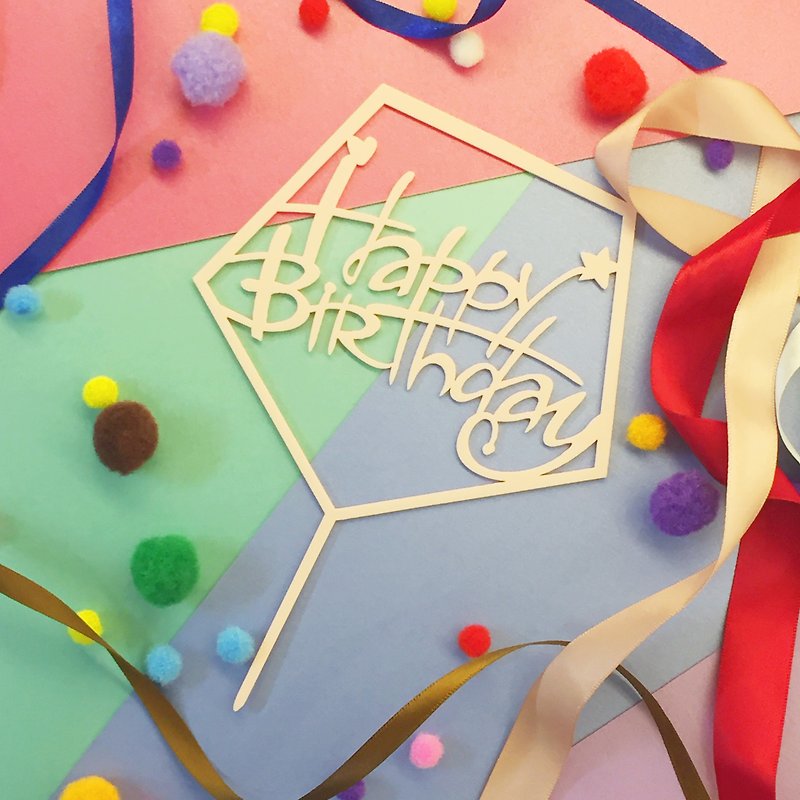 ケーキトッパー装飾的な誕生日の小道具Jピンク - 置物 - アクリル ピンク