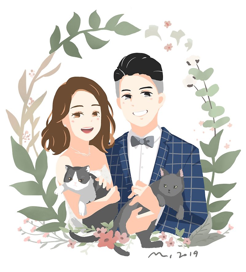【Portrait with similar color】 Multi-person custom style A | Family portrait | Valentine's Day | Wedding - Customized Portraits - Other Materials 