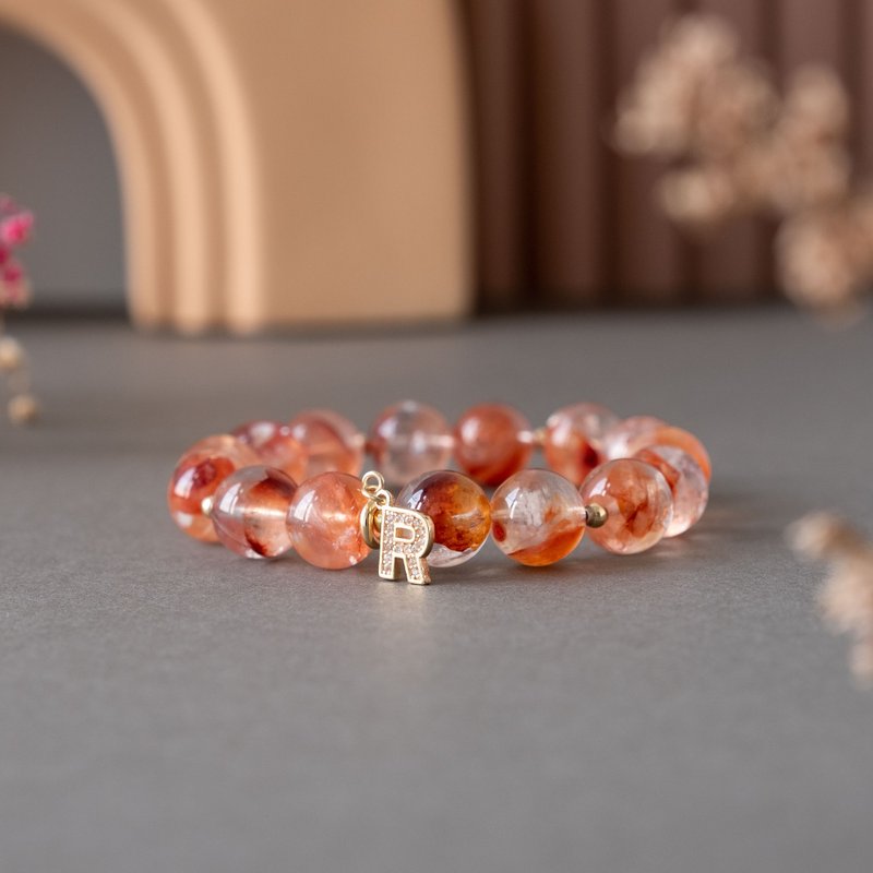 Red hematoid quartz genuine gemstones stretch bracelet - Bracelets - Crystal Red