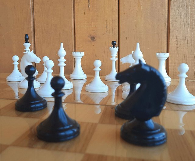 Wooden Chess Set black/white Board Pieces Wood -  Sweden