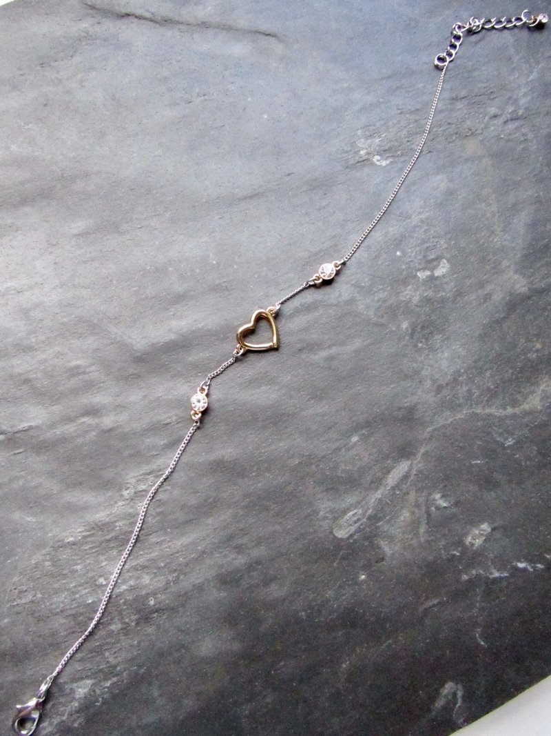 Vintage Rose Gold Heart Silver Anklet - 腳鍊/腳環 - 純銀 銀色