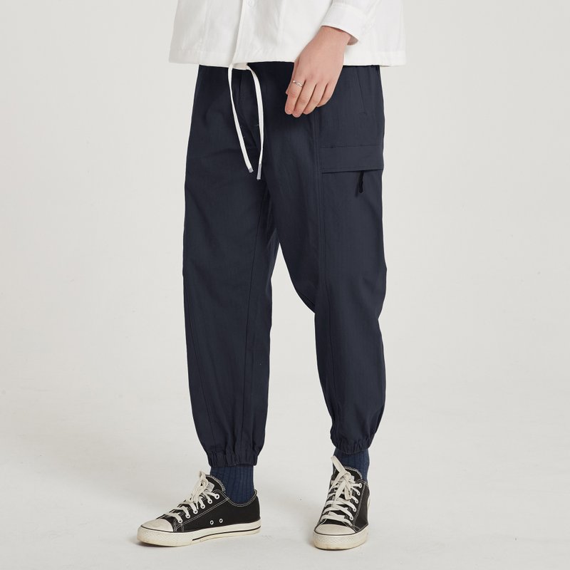 立體剪裁機能束腳褲 Functional Jogger/簡約/素色/情侶服/收腳褲 - 男長褲/休閒褲 - 棉．麻 藍色