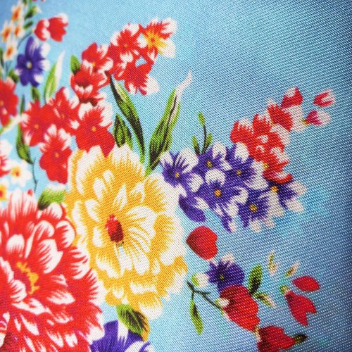 Mr.花柄布]台湾花柄シルクスカーフギフトボックス-ブルーピーチ