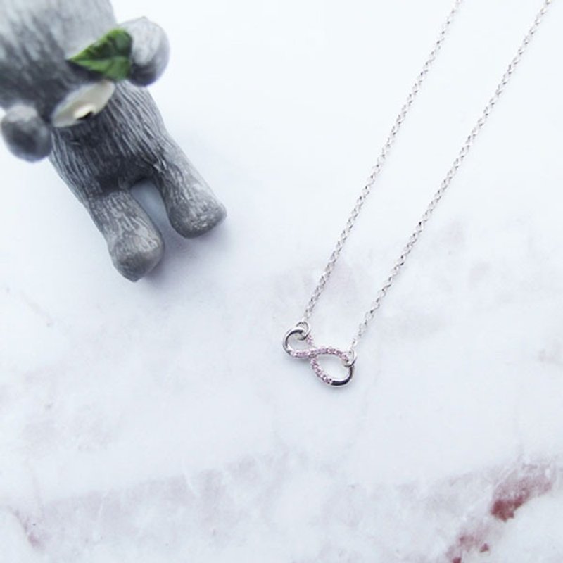 [Diamond and Silver Jewelry] Infinite Shining | Sterling Silver Stone Fine Necklace (Can be worn on both sides) | - Collar Necklaces - Sterling Silver Silver