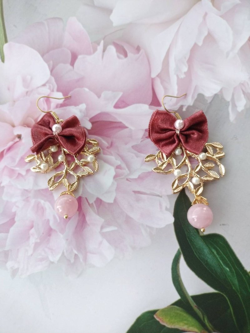 Pink Lady Series-Tianya - Earrings & Clip-ons - Other Metals Pink